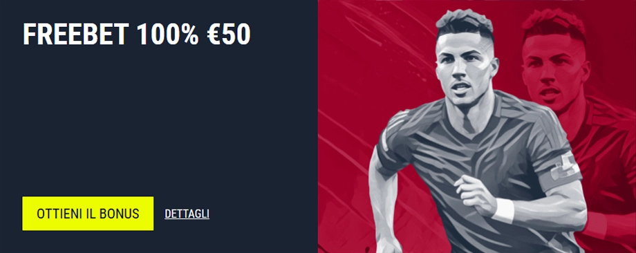 Promo Freebet 100% fino a €50 con calciatori